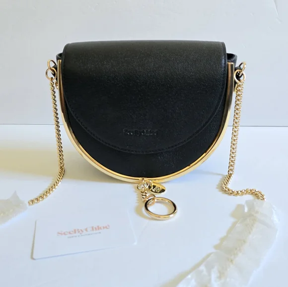 See by Chloe Mara Leather Saddle Crossbody Bag Black - Picture 10 of 11